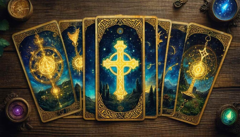 The Celtic Cross tarot spread for clarity, offering deep insights into life decisions with symbolic card positions.